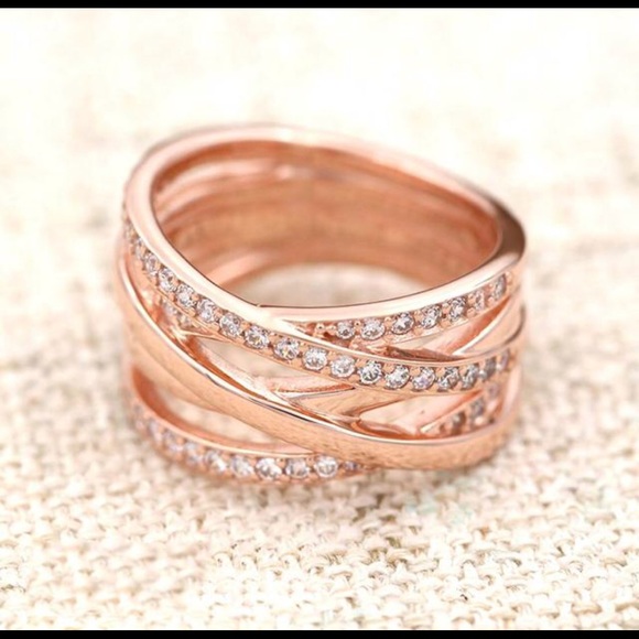 Sterling Silver Rose Gold Eternity Entwined Ring - Picture 8 of 8